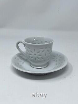 Arabia Of Finland White Rice Grain Demitasse 8 Sets Cups & Saucers EUC! Inv#23