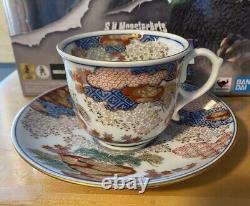 Arita Ware Shobido Spring And Autumn Pattern Demitasse Cup and saucer Japan Vtg