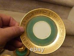 Art Deco Epiag Czech Demitasse Green Gold Cups & Saucers NYMPHS