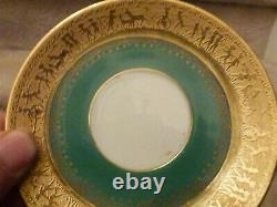 Art Deco Epiag Czech Demitasse Green Gold Cups & Saucers NYMPHS