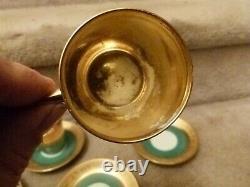 Art Deco Epiag Czech Demitasse Green Gold Cups & Saucers NYMPHS