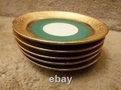 Art Deco Epiag Czech Demitasse Green Gold Cups & Saucers NYMPHS