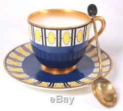 Art Deco Royal Worcester Mappin Webb Cased Set of Six Demi Tasse Cup and Saucers