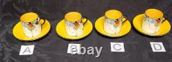 Art Deco Shelley Autumn Leaf 11441 Set of 4 Demitasse Cups and Saucers STUNNING