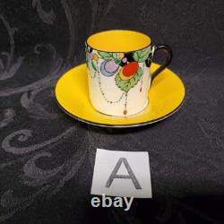Art Deco Shelley Autumn Leaf 11441 Set of 4 Demitasse Cups and Saucers STUNNING