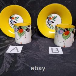 Art Deco Shelley Autumn Leaf 11441 Set of 4 Demitasse Cups and Saucers STUNNING
