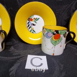Art Deco Shelley Autumn Leaf 11441 Set of 4 Demitasse Cups and Saucers STUNNING