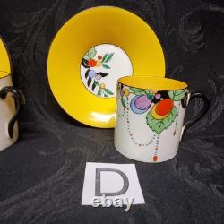 Art Deco Shelley Autumn Leaf 11441 Set of 4 Demitasse Cups and Saucers STUNNING