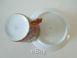 Art Nouveau Pirkenhammer Cup Saucer Persian Motif F&M Demitasse HP Fan Handle A