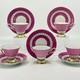 Augarten Pink Pedestal Demitasse Cup & Saucer Set Of 5