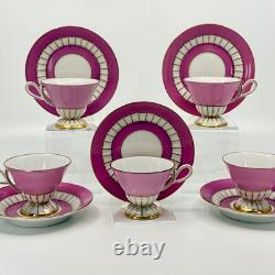 Augarten Pink Pedestal Demitasse Cup & Saucer Set of 5