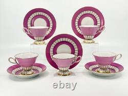 Augarten Pink Pedestal Demitasse Cup & Saucer Set of 5