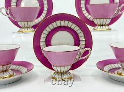 Augarten Pink Pedestal Demitasse Cup & Saucer Set of 5