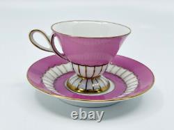 Augarten Pink Pedestal Demitasse Cup & Saucer Set of 5