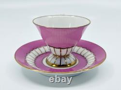 Augarten Pink Pedestal Demitasse Cup & Saucer Set of 5