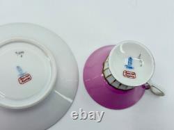 Augarten Pink Pedestal Demitasse Cup & Saucer Set of 5