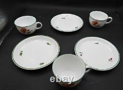 Augarten Wein Hand Painted Porcelain Poppy Demitasse Cups & Saucers Set 3 1930s