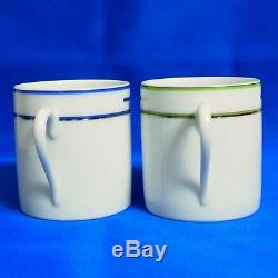 Auth Hermes Blue/Green Rythme Demitasse Cup & Saucer Set Porcelaine in Box Good
