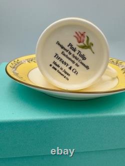 Auth Tiffany Co Pink Tulip Demitasse Cups and Saucers Set of 2 WithBox In The USA