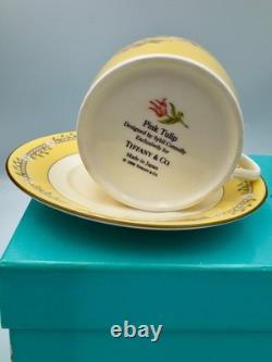 Auth Tiffany Co Pink Tulip Demitasse Cups and Saucers Set of 2 WithBox In The USA