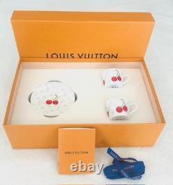 Authentic Louis Vuitton x Murakami Cerises Set 2 Coffee Cups & Saucers Demitasse