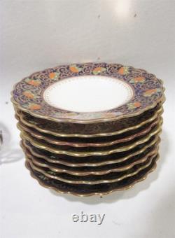 Aynsley Bone China Birks Sterling Silver 7 Jeweled Demitasse Cups Saucers B3081