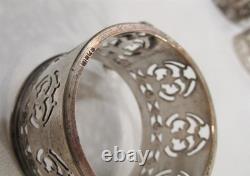 Aynsley Bone China Birks Sterling Silver 7 Jeweled Demitasse Cups Saucers B3081