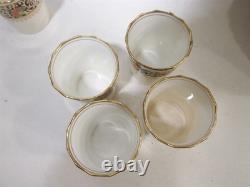 Aynsley Bone China Birks Sterling Silver 7 Jeweled Demitasse Cups Saucers B3081