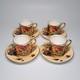 Aynsley Bone China Orchard Gold Fruit Demitasse Espresso Cups & Saucers Set Of 4