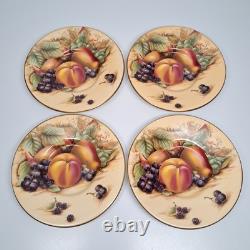 Aynsley Bone China Orchard Gold Fruit Demitasse Espresso Cups & Saucers SET of 4