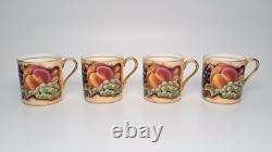 Aynsley Bone China Orchard Gold Fruit Demitasse Espresso Cups & Saucers SET of 4