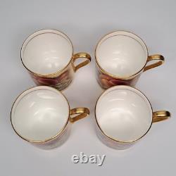 Aynsley Bone China Orchard Gold Fruit Demitasse Espresso Cups & Saucers SET of 4