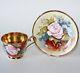 Aynsley Cup And Saucer Rare Signed Bailey Demitasse Gold Large Roses