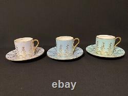 Aynsley Demitasse Cup and Saucer Set Of Six (6) Leaf Gold Design