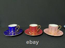 Aynsley Demitasse Cup and Saucer Set Of Six (6) Leaf Gold Design