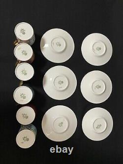 Aynsley Demitasse Cup and Saucer Set Of Six (6) Leaf Gold Design