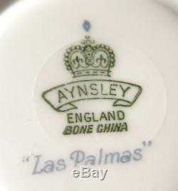 Aynsley Demitasse Las Palmas Blues Teapot Tea Set Cups Saucers Creamer Sugar Lot