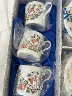 Aynsley England Bone China Cottage Garden Demitasse Cup & Saucer Set Of Six