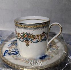 Aynsley Fine English Bone China HENLEY Flat Demitasse Tea Coffee Cups & Saucers