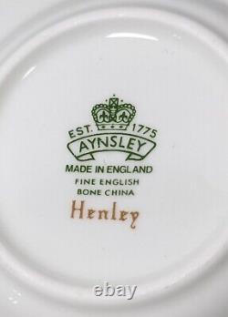 Aynsley Fine English Bone China HENLEY Flat Demitasse Tea Coffee Cups & Saucers