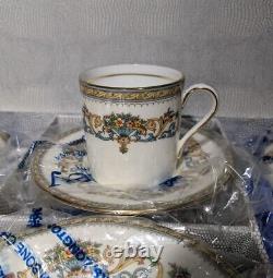 Aynsley Fine English Bone China HENLEY Flat Demitasse Tea Coffee Cups & Saucers