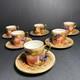 Aynsley Gold Orchard Fruit Demitasse Cups & Saucers Signed D Jones Set Of 6