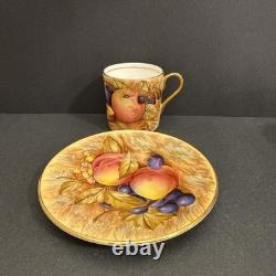 Aynsley Gold Orchard Fruit Demitasse Cups & Saucers Signed D Jones Set Of 6