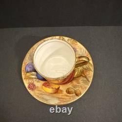 Aynsley Gold Orchard Fruit Demitasse Cups & Saucers Signed D Jones Set Of 6