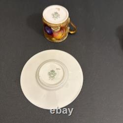 Aynsley Gold Orchard Fruit Demitasse Cups & Saucers Signed D Jones Set Of 6