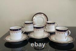 Aynsley Leighton Cobalt Blue 5 Demitasse Cups and 6 Saucers