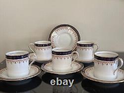 Aynsley Leighton Cobalt Blue 5 Demitasse Cups and 6 Saucers