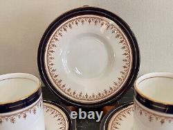 Aynsley Leighton Cobalt Blue 5 Demitasse Cups and 6 Saucers
