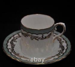 Aynsley Swirl 4 Coffee Can Demitasse Cups & Saucers Sage Green Gold 1950-1952