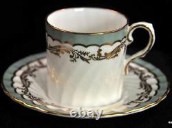 Aynsley Swirl 4 Coffee Can Demitasse Cups & Saucers Sage Green Gold 1950-1952